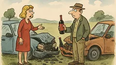 Vtip: Muž a žena se srazí autem...