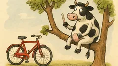 Vtip: Sedí kráva na stromě a...