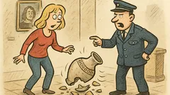 Vtip: Blondýnka v muzeu převrhne vázu