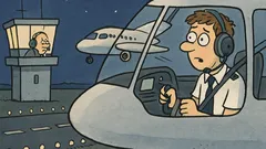 Vtip: Mladý pilot jde na první noční přistání