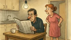 Vtip: Sedí muž u stolu v kuchyni...