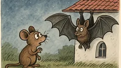 Vtip: Malá myška poprvé uvidí netopýra...