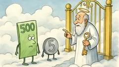 Vtip: Stojí pětistovka a pětikoruna v nebi...