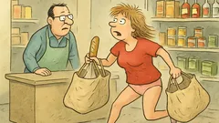 Vtip: Do obchodu vběhne žena s taškami...