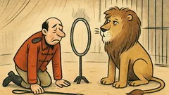 Vtip: Krotitel lva zoufale klečí před Herkulem