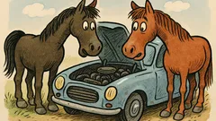 Vtip: Dva koně se koukají do motoru...
