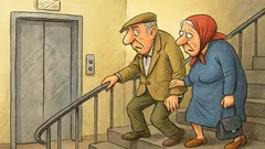 Vtip: Babička a dědeček šlapou do schodů...