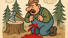 Vtip: Dřevorubec kácí dřevo, sekne se...